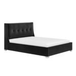 Artemis Kingsize Ottoman Bed with Cushioned Button Headboard Black Velvet - Image 5