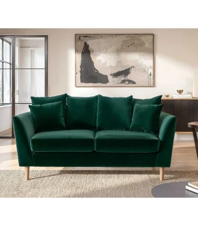 Avery 2 Seater Scatter Back Bottle Green Velvet Sofa