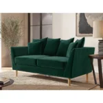 Avery 2 Seater Scatter Back Bottle Green Velvet Sofa