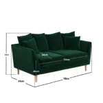 Avery 2 Seater Scatter Back Bottle Green Velvet Sofa