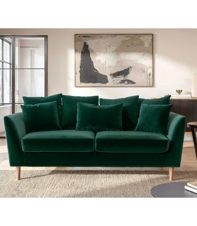 Avery 3 Seater Scatter Back Bottle Green Velvet Sofa