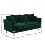 Avery 3 Seater Scatter Back Bottle Green Velvet Sofa
