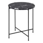 Avila Side Table with Black Polished Marble Stone 42x45cm