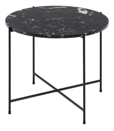 Avila Side Table with Black Polished Marble Stone 52x40cm
