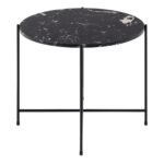 Avila Side Table with Black Polished Marble Stone 52x40cm