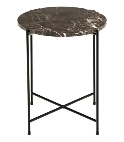 Avila Side Table with Brown Marble Top 42x45cm