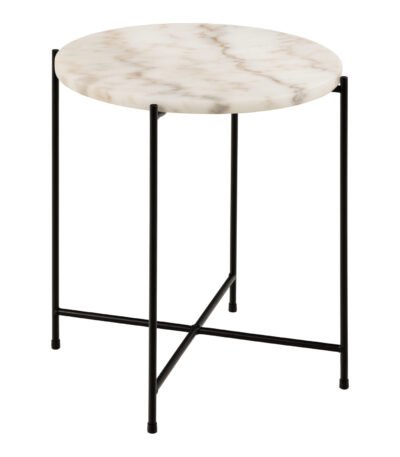 Avila Side Table with White Marble Top 42x45cm