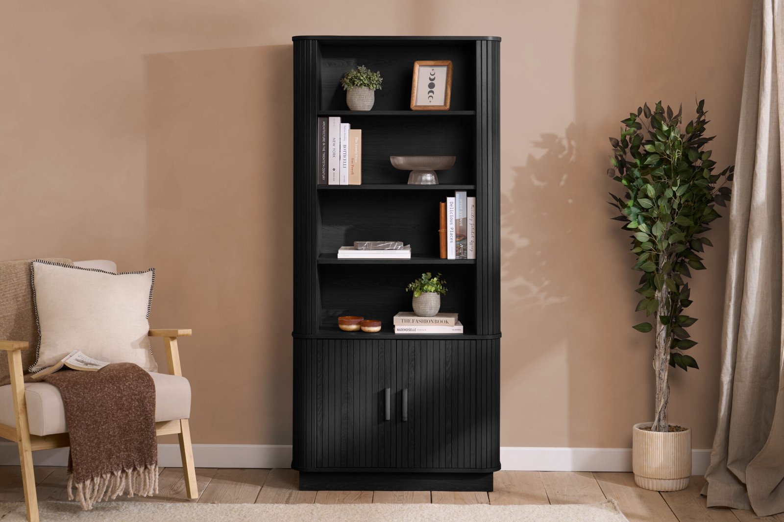 axel-fluted-bookcase-black-1 Axel Fluted Bookcase - Image 1