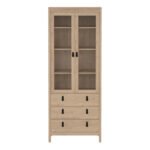Barcelona China Cabinet 2 Doors with Glass + 3 Drawers in Jackson Hickory Oak