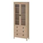 Barcelona China Cabinet 2 Doors with Glass + 3 Drawers in Jackson Hickory Oak