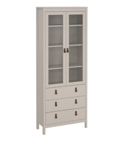 Barcelona China Cabinet 2 Glass Doors with 3 Drawers