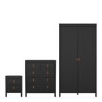 Barcelona Package - Bedside Table 2 Drawers + Chest 5 Drawers + Wardrobe with 2 Doors