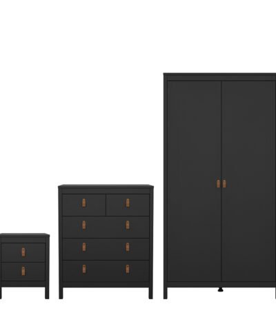 Barcelona Package - Bedside Table 2 Drawers + Chest 5 Drawers + Wardrobe with 2 Doors