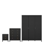 Barcelona Package - Bedside Table 2 Drawers + Chest 5 Drawers + Wardrobe with 3 Doors