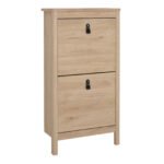 Barcelona Shoe Cabinet 2 Flap Doors in Jackson Hickory Oak