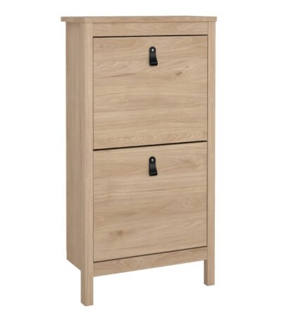 Barcelona Shoe Cabinet 2 Flap Doors in Jackson Hickory Oak
