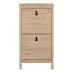 Barcelona Shoe Cabinet 2 Flap Doors in Jackson Hickory Oak