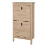 Barcelona Shoe Cabinet 2 Flap Doors in Jackson Hickory Oak