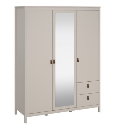 Barcelona Wardrobe with 2 Doors + 1 Mirror Door + 2 Drawers in Cashmere