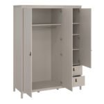 Barcelona Wardrobe with 2 Doors + 1 Mirror Door + 2 Drawers in Cashmere