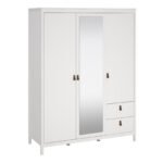 Barcelona Wardrobe with 2 Doors 1 Mirror Door 2 Drawers - White