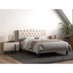 Barkby Fabric Bed Beige