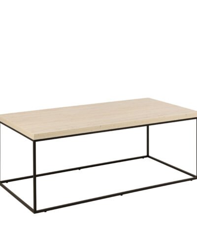 Barossa Coffee Table with Travertine Rough Paper Top & Black Powder Steel Base 110x55x45cm