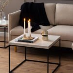 Barossa Coffee Table with Travertine Rough Paper Top & Black Powder Steel Base 60cm