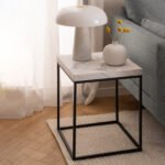 Barossa Coffee Table with White Marble Carrara Top & Black Base 40cm