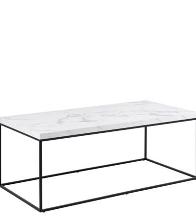 Barossa Coffee Table with White Marble Carrara Top & Black Steel Base 110x55x45cm