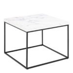 Barossa Coffee Table with White Marble Carrara Top & Black Steel Base 60cm