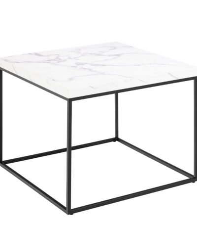 Barossa Coffee Table with White Marble Carrara Top & Black Steel Base 60cm
