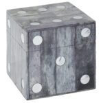 Barra Grey Bone Dice Box with 5 Black Dice