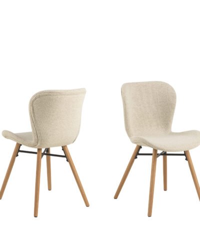 Batilda Dining Chairs with Cream Fabric and Oak Set of 2