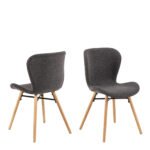 Batilda Dining Chairs with Grey Fabric and Oak Set of 2