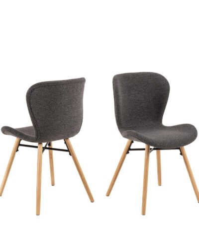 Batilda Dining Chairs with Grey Fabric and Oak Set of 2