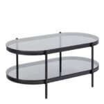 Bayonne Oval Coffee Table with Smoked Glass Top