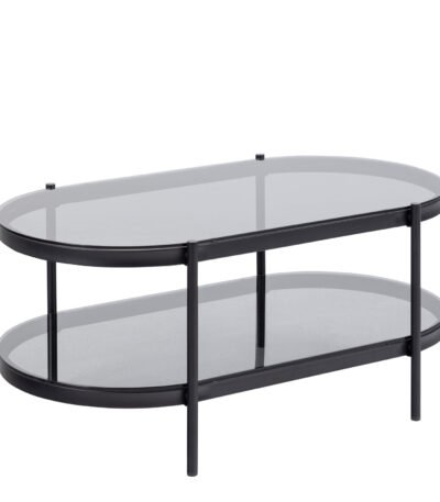 Bayonne Oval Coffee Table with Smoked Glass Top