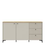 Bixbite Wide Sideboard with Fluted Drawers & Cupboard in Mauvella Oak and Sand