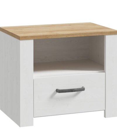 Bohol 1 Drawer Bedside in White/Riviera Oak
