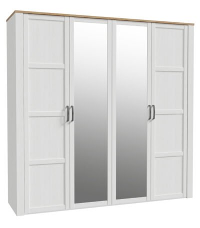 Bohol 2 Door 2 Mirrored Door Wardrobe in Riviera Oak/White