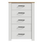 Bohol 5 Drawer Narrow Chest in Riviera Oak/White
