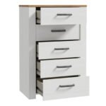 Bohol 5 Drawer Narrow Chest in Riviera Oak/White