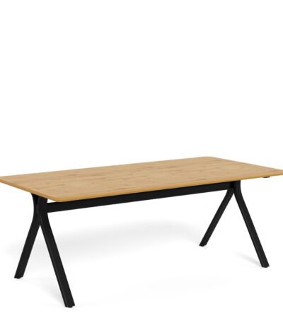 Bristol Dining Table in Wild Oak & Black Metal Base