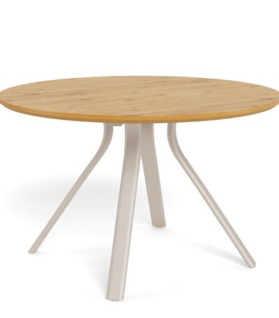 Bristol Round Dining Table in Wild Oak & Grey Metal Base