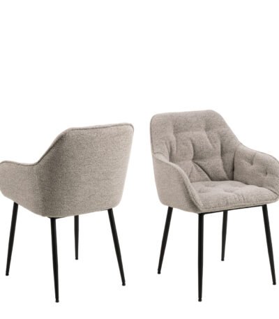 Brooke Dining Chair with Armrest in Monza Beige Set of 2