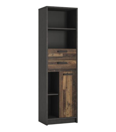Brooklyn Bookcase in Walnut and Dark Matera Grey
