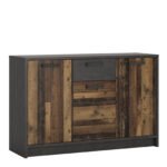 Brooklyn Cabinet with 3 Doors and 1 Drawer in Walnut and Dark Matera Grey