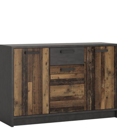 Brooklyn Cabinet with 3 Doors and 1 Drawer in Walnut and Dark Matera Grey