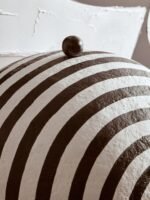 Canna Black and White Stripe Papier Mache Table Lamp with Dome Shade
